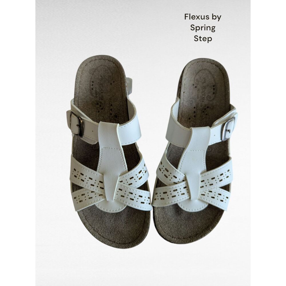 Flexus by Spring Step Nery Nordstrom White Slide Sandals  Sz 7